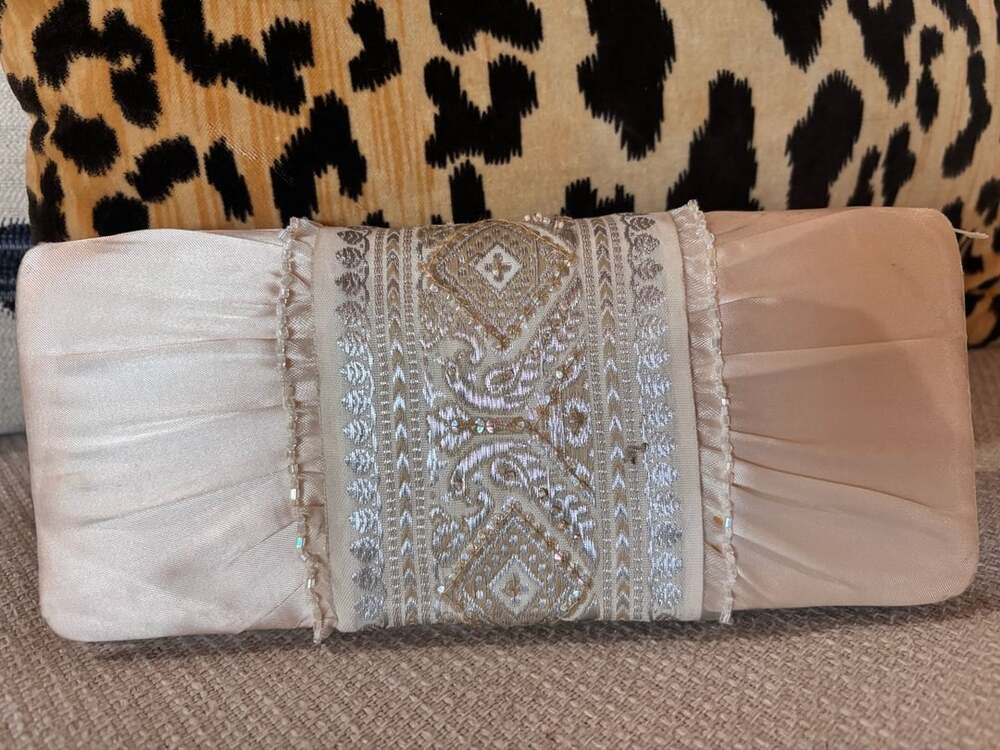 Princess-Gear Satin and Embroidered Beaded Clutch Handbag